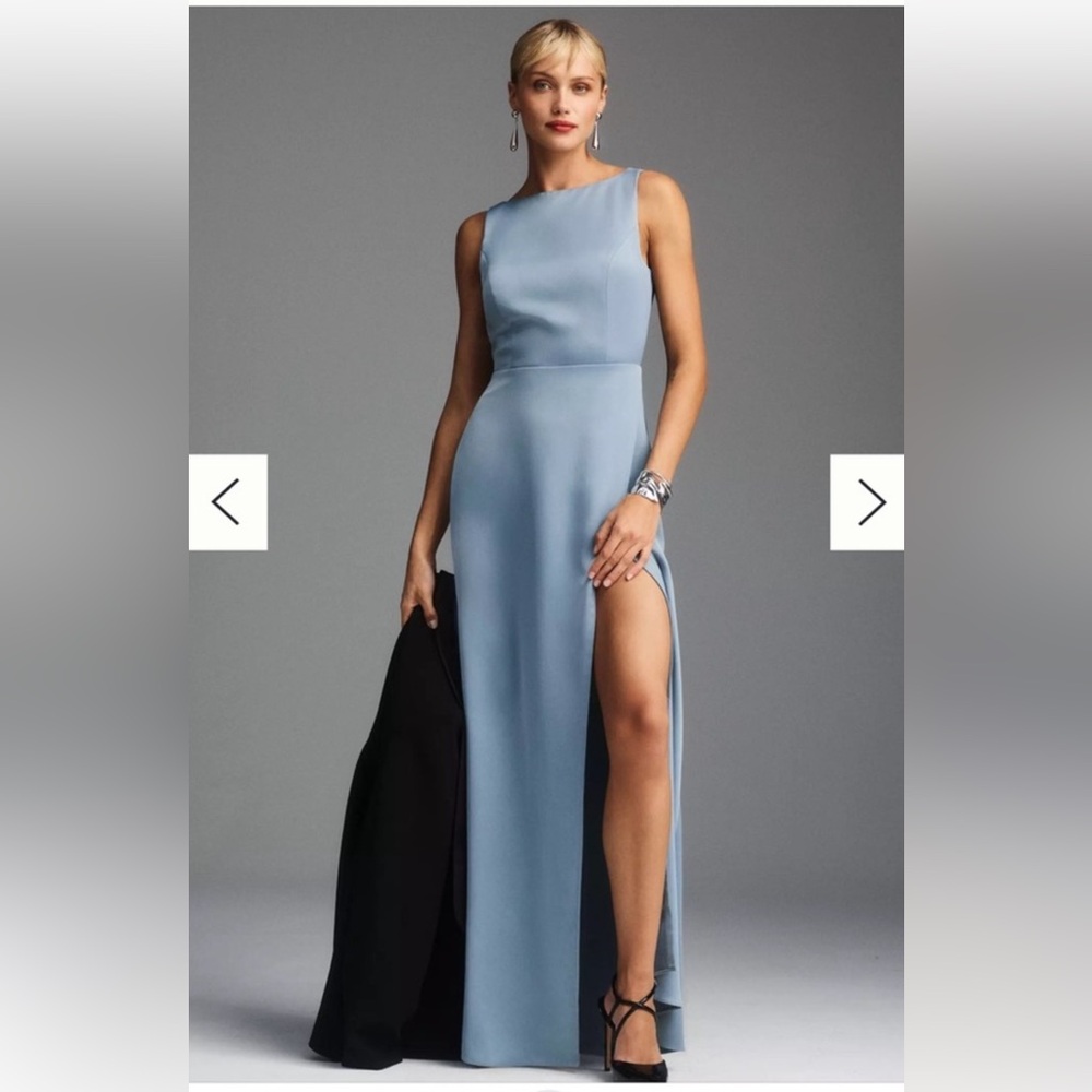 BHLDN Alice High-Neck Satin Maxi Dress Small